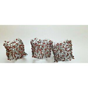 Red Bead Votive Candle Wrap Napkin Ring  Beaded wire lot 3